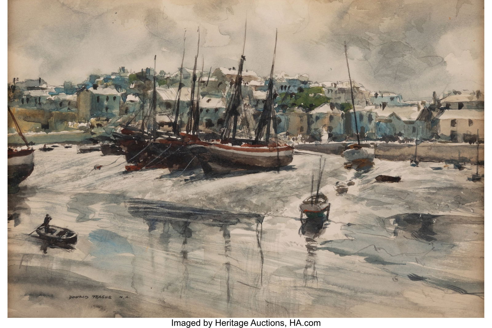 Donald Teague (American, 1897-1991) Low-Tide, Br: Donald Teague (American, 1897-1991) Low-Tide, Brixham Watercolor and pencil on paper 6 x 9 inches (15.2 x 22.9 cm) (sight) Signed and inscribed