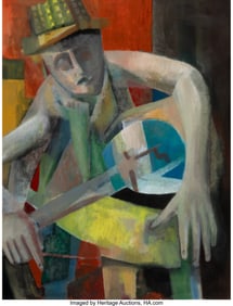 27110&colon; French School &lpar;20th Century&rpar; Portrait of a guita