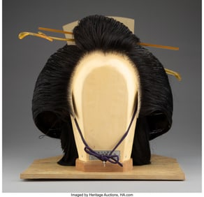 27155&colon; A Japanese Geisha Wig on Stand 12 x 11 x 10-1&sol;2 