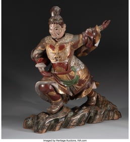 27157&colon; A Japanese Polychromed Carved Wood Warrior&comma; late