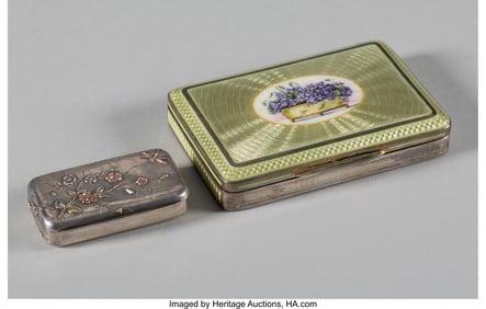 27076&colon; Two Continental Silver Snuff Boxes Marks&colon; &lpar;vario