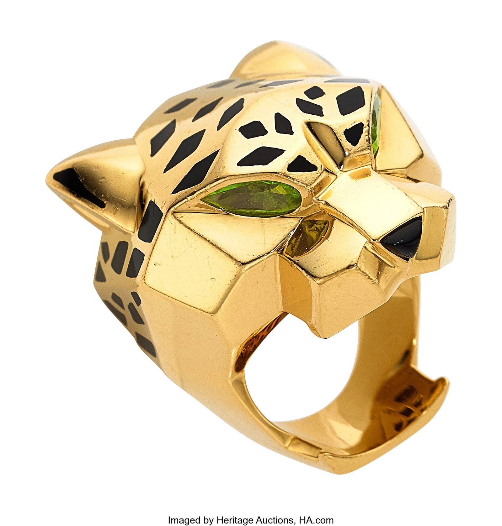 Cartier Peridot, Black Onyx, Lacquer, Gold Ring, (1 of 5)