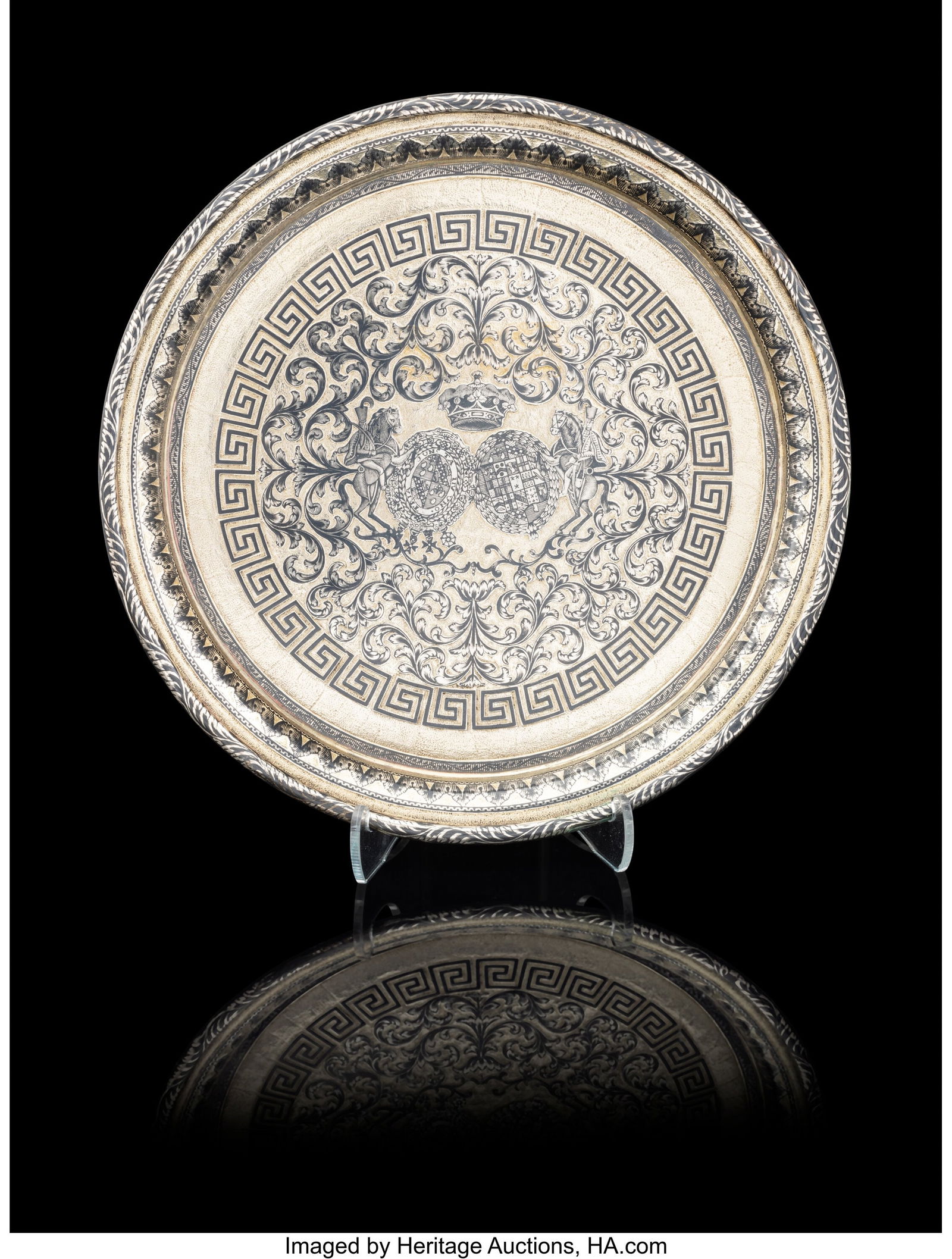 A Russian Partial Gilt and Niello Silver Tray Un (1 of 1)