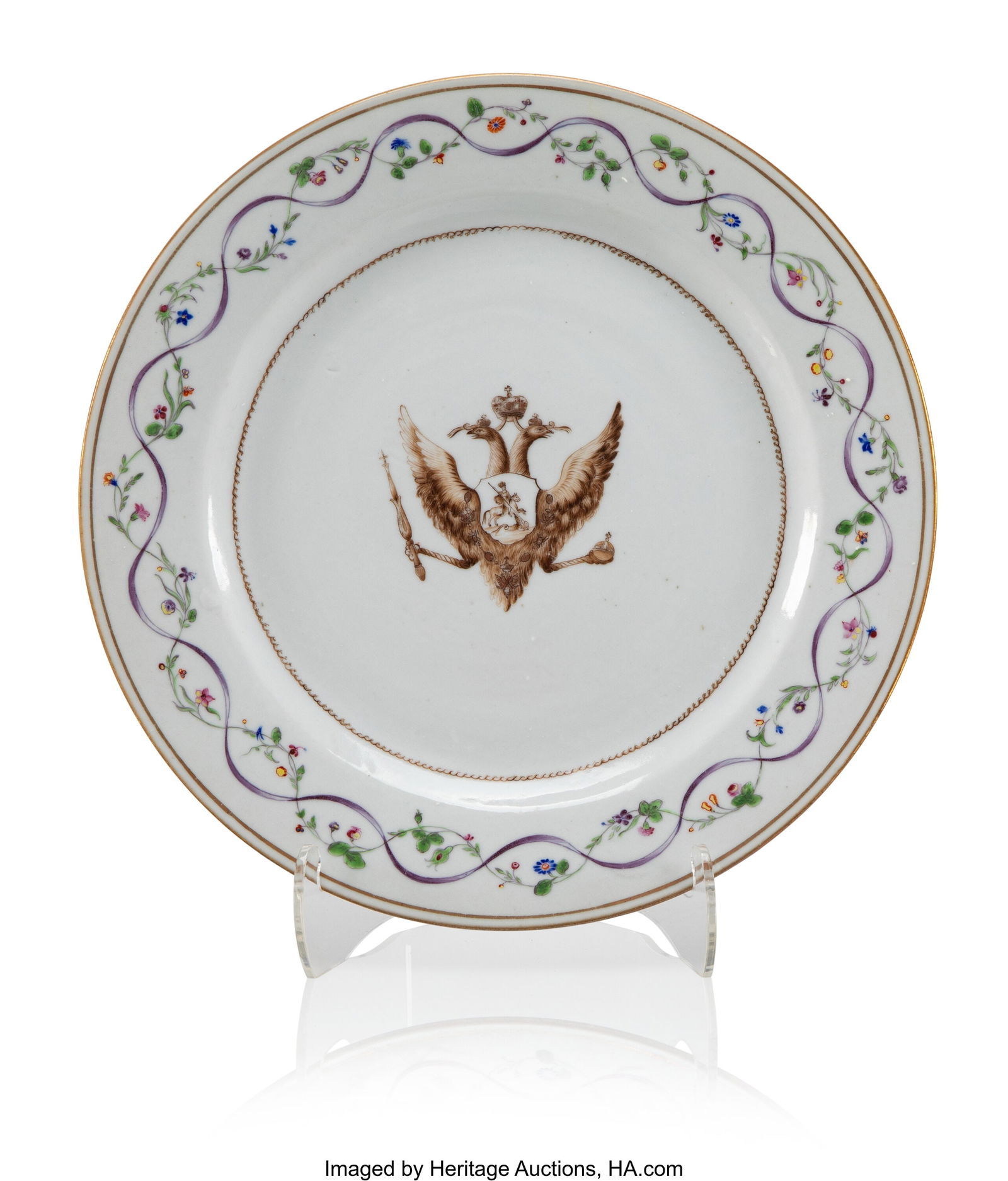 A Rare Chinese Export Porcelain Plate from a Ser (1 of 3)