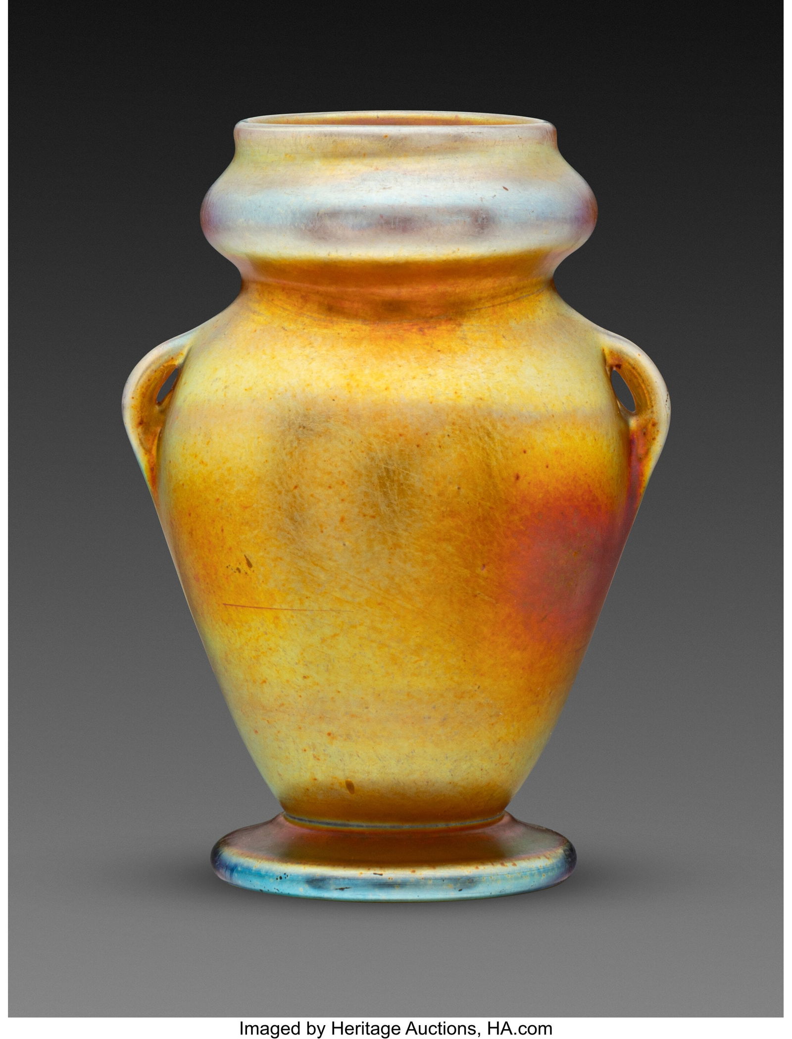 Tiffany Studios Cabinet Vase, circa 1910 USA Fa: Tiffany Studios Cabinet Vase, circa 1910 USA Favrile glass 3-1/8 x 2-1/4 x 2 inches (7.9 x 5.7 x 5.1 cm) Marks: 9336 J L.C. Tiffany-Fav