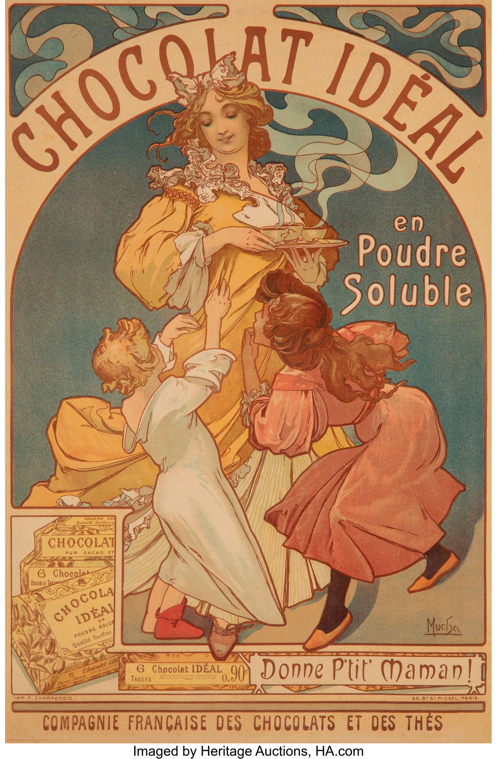 Alphonse Mucha Chocolat Idéal (Small Version),: Alphonse Mucha Chocolat Idéal (Small Version), 1897 France Lithograph in colors on wove paper 21 x 13-5/8 inches (53.3 x 34.6 cm) (sight) S