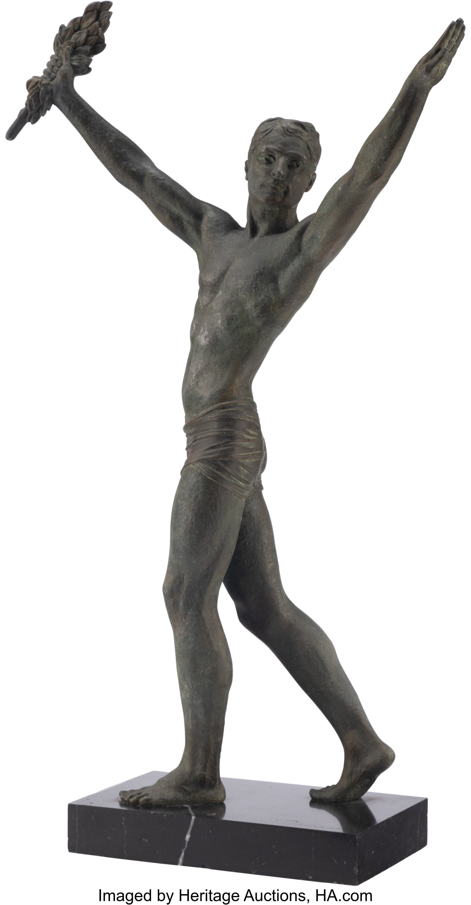 Jorge Darcourt Athlete Patinated bronze 24 x 12-: Jorge Darcourt Athlete Patinated bronze 24 x 12-1/4 x 4 inches (61.0 x 31.1 x 10.2 cm) (work) Inscribed to base: J. Darcourt HID03101062020 &c