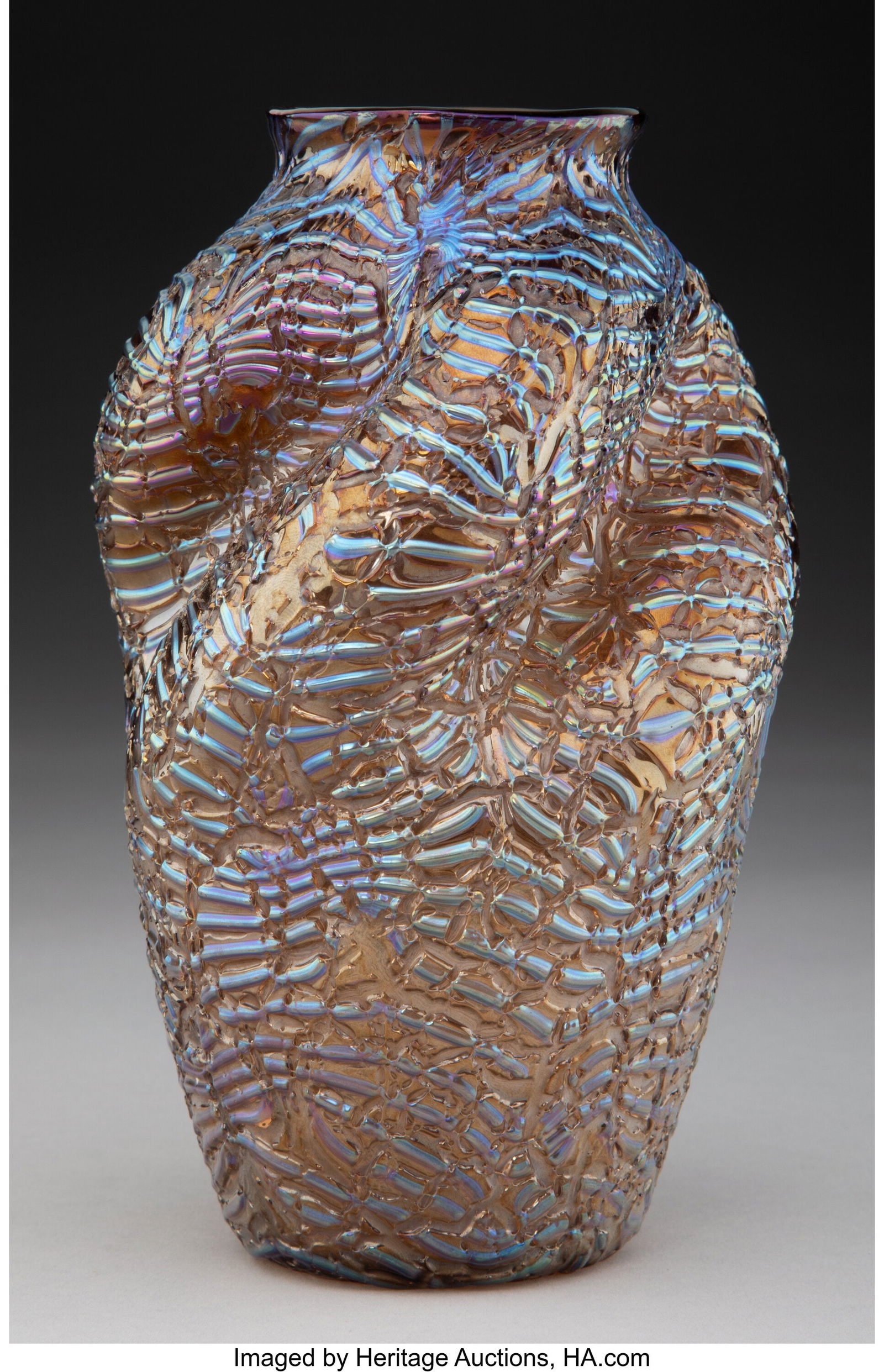 Loetz Formosa Variant Vase, circa 1900 Iridesce: Loetz Formosa Variant Vase, circa 1900 Iridescent glass 7-1/2 inches (19.1 cm) HID03101062020 © 2024 Heritage Auctions | All Rights Reserved