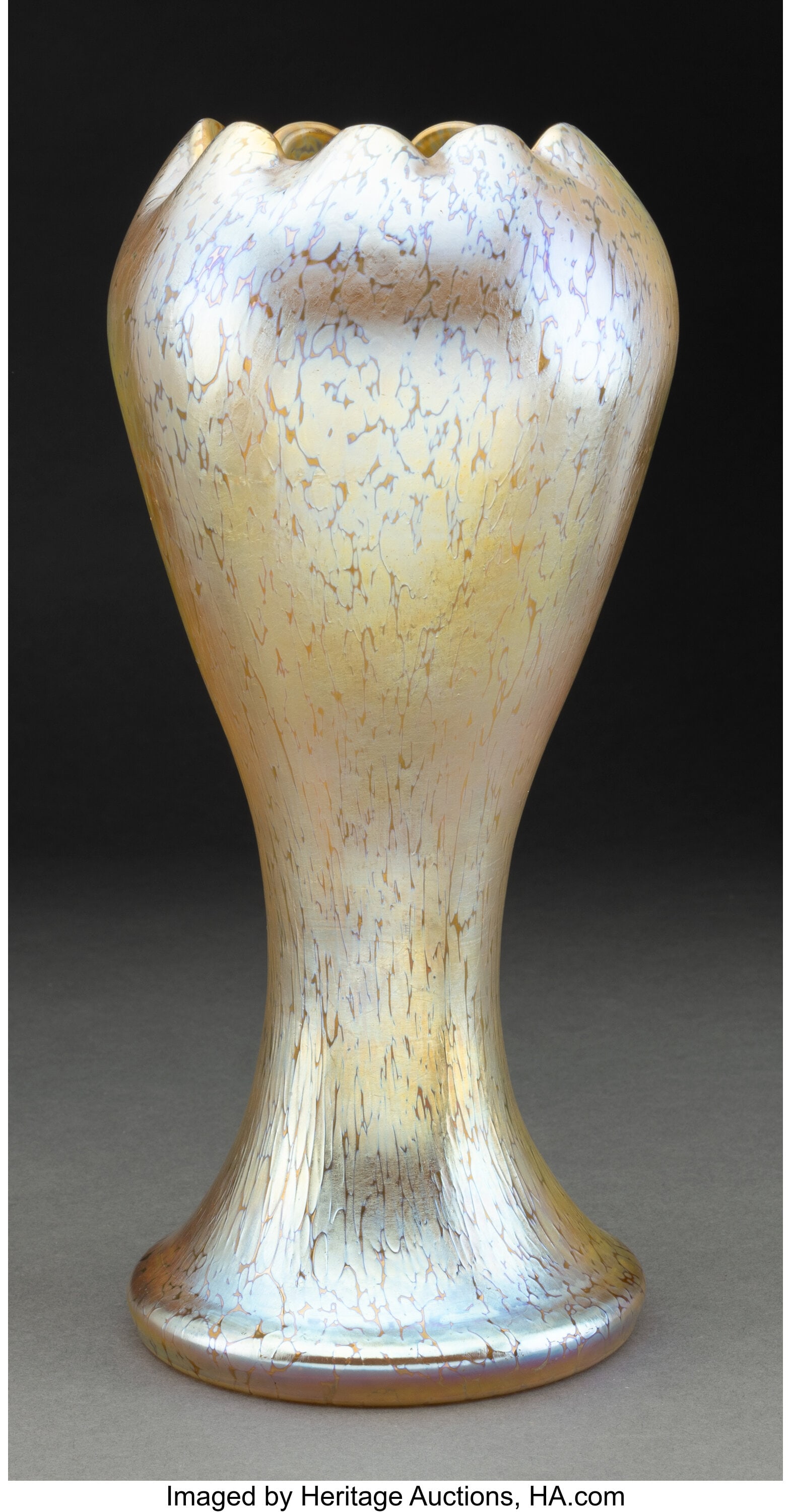 Loetz Large Vase, circa 1898 Candia Papillon g: Loetz Large Vase, circa 1898 Candia Papillon glass 12 inches (30.5 cm) HID03101062020 © 2024 Heritage Auctions | All Rights Reserved