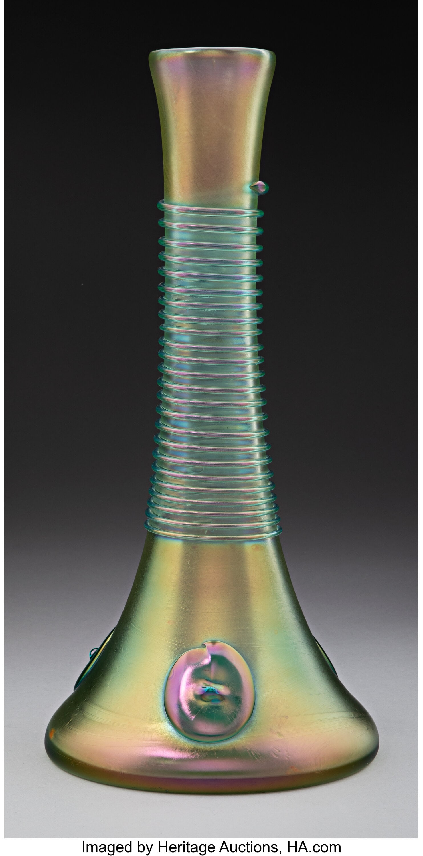 Loetz Large Orpheus Vase, circa 1903 Iridescen: Loetz Large Orpheus Vase, circa 1903 Iridescent glass 15-3/4 inches (40.0 cm) HID03101062020 © 2024 Heritage Auctions | All Rights Reserved