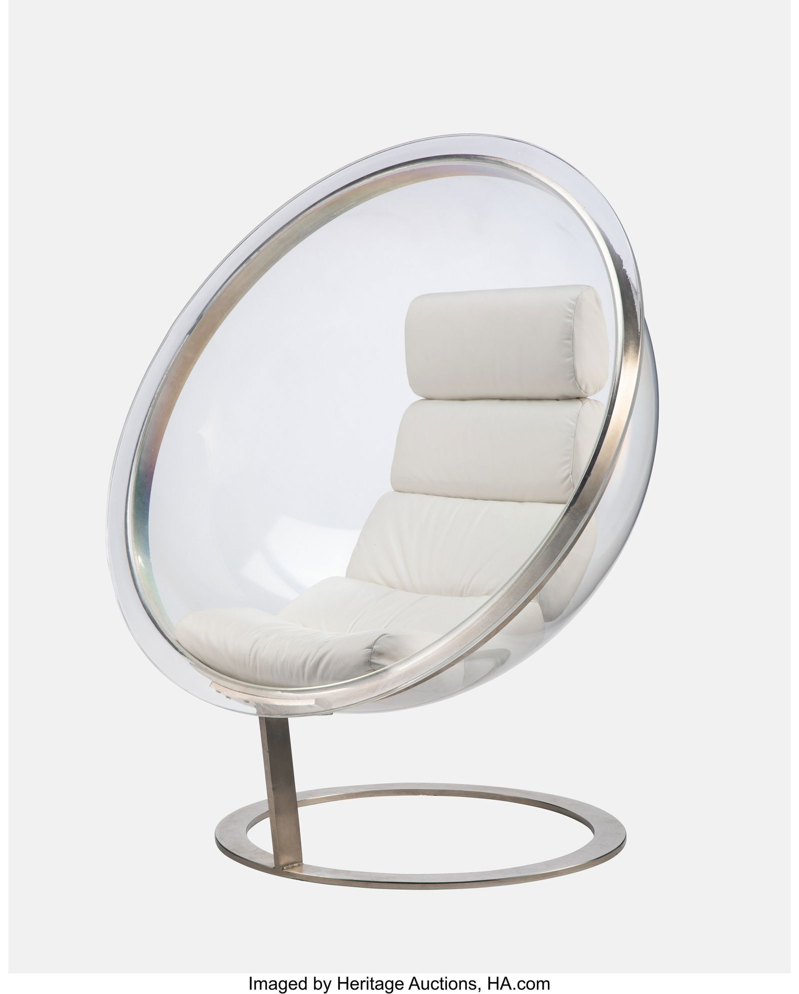Christian Daninos Bubble Chair, circa 1968 Franc: Christian Daninos Bubble Chair, circa 1968 France Stainless steel, lucite, leather upholstery 56 x 48 x 36 inches (142.2 x 121.9 x 91.4 cm) PROVENANCE&