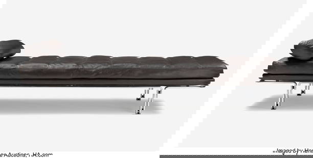 67067: Horst Brüning Daybed, Model No. 6915, circa 196: Horst Brüning Daybed, Model No. 6915, circa 1968 Alfred Kill International, Germany Metal, leather 15 x 78 x 31-1/2 inches (38.1 x 198.1 x 80