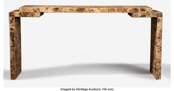 Aldo Tura Console, 1960 Italy Lacquered parchme: Aldo Tura Console, 1960 Italy Lacquered parchment 28-7/8 x 60 x 15 inches (73.3 x 152.4 x 38.1 cm) PROVENANCE: Eric Appel, New York. HID0310
