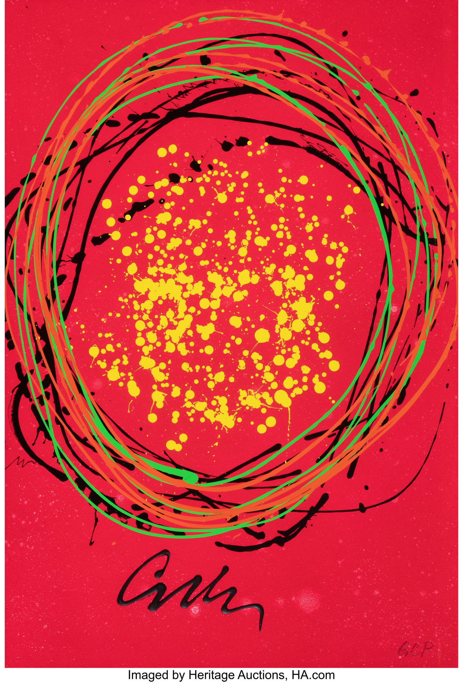 Dale Chihuly (American, b. 1941) Round About Red: Dale Chihuly (American, b. 1941) Round About Red, 2015 Lithograph and intaglio in colors with acrylic hand embellishment on wove paper 36-3/4 x 25 inches (93&peri