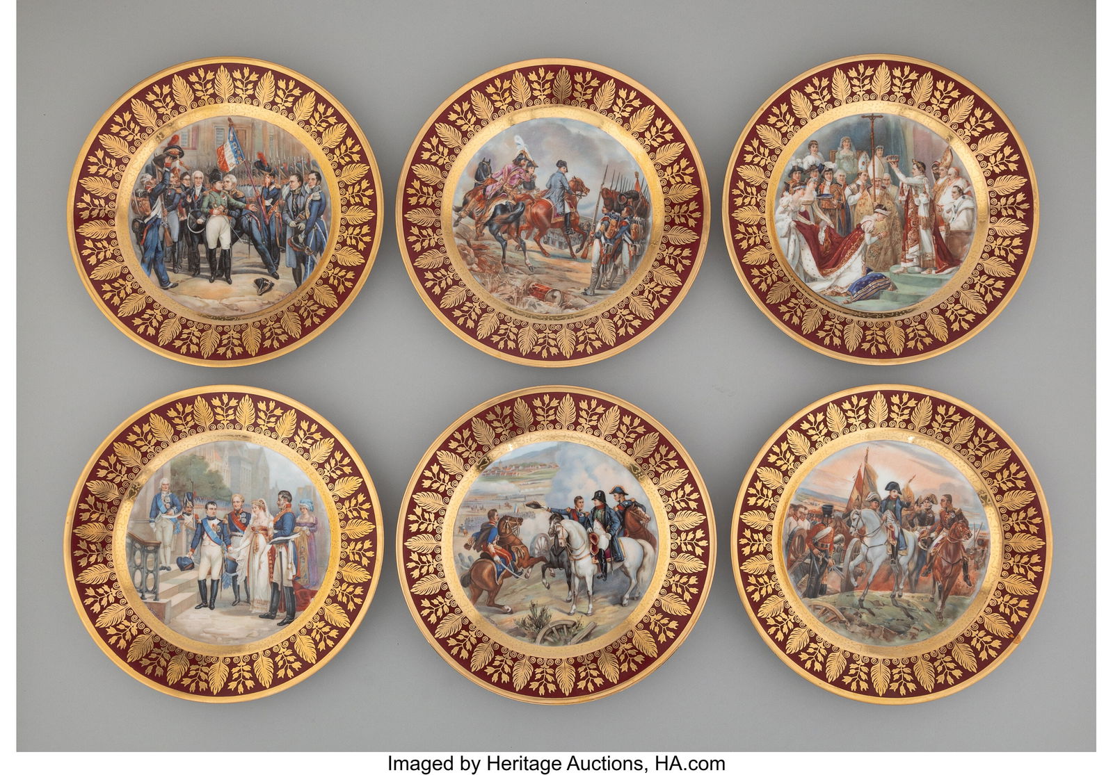 A Set of Six Partial Gilt and Enameled Porcelain (1 of 3)