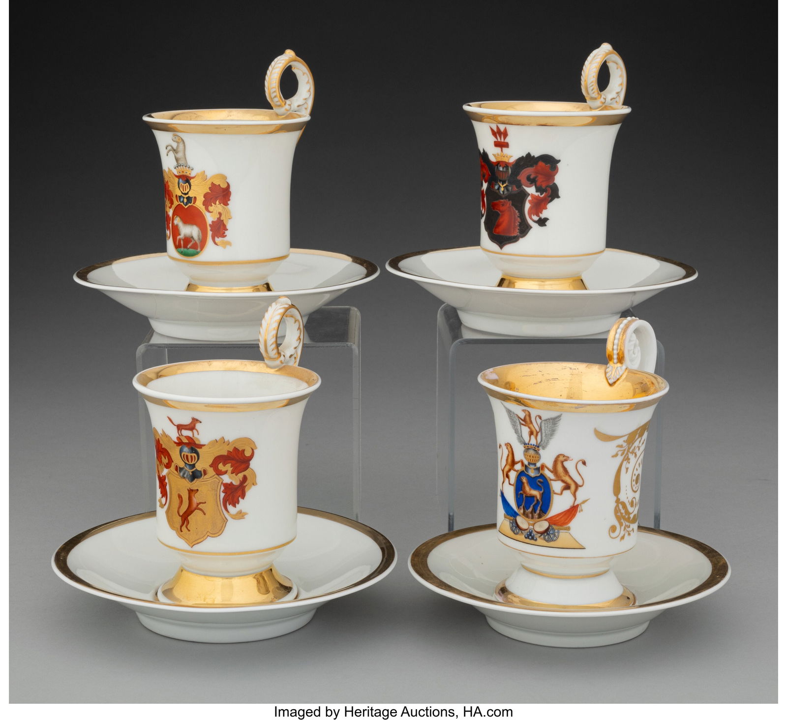 A Set of Four KPM Partial Gilt Porcelain Armoria (1 of 5)