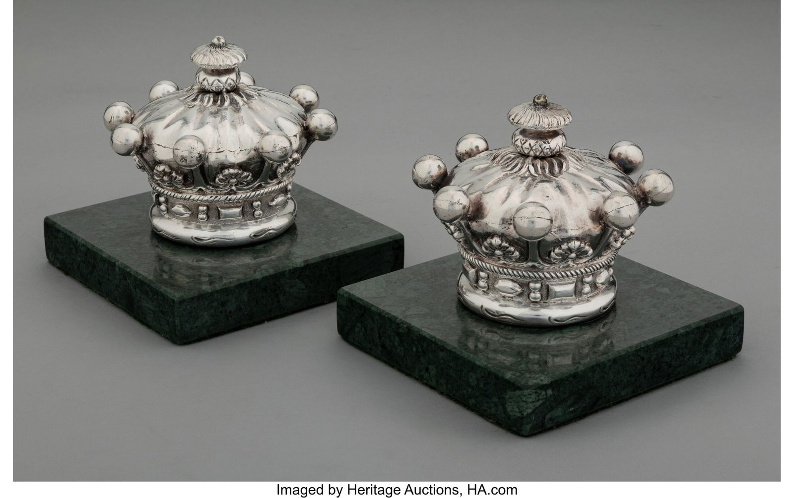 A Pair of Silver-Plated Baron's Coronet-Form Pap (1 of 3)