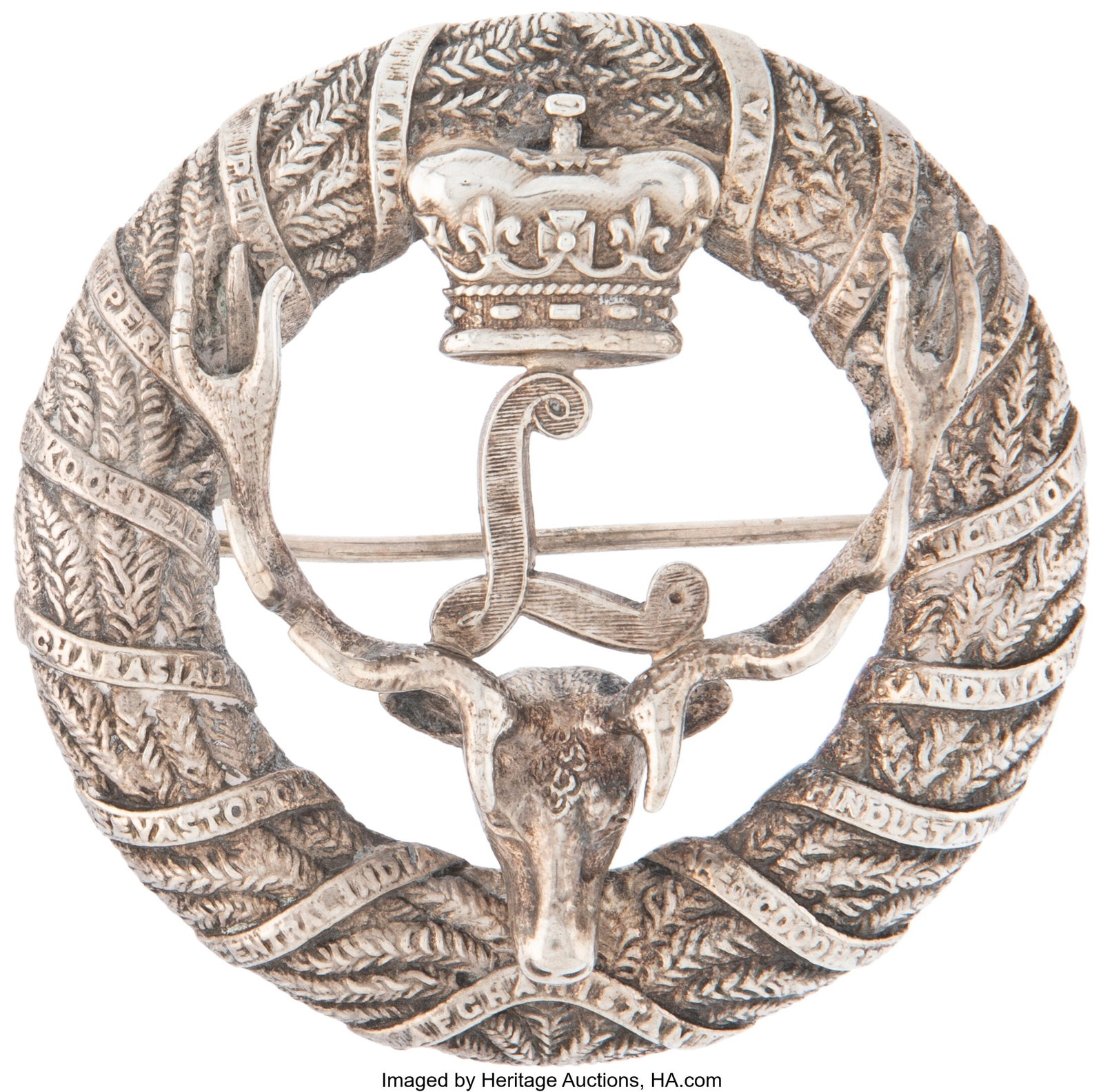 A Silver Regimental Kilt Sash Brooch Seaforth Hi: A Silver Regimental Kilt Sash Brooch Seaforth Highlanders, London, 1912 Marks: I.W 3 inches (7.6 cm) 154 grams (4.95 troy ounces) HID03101062