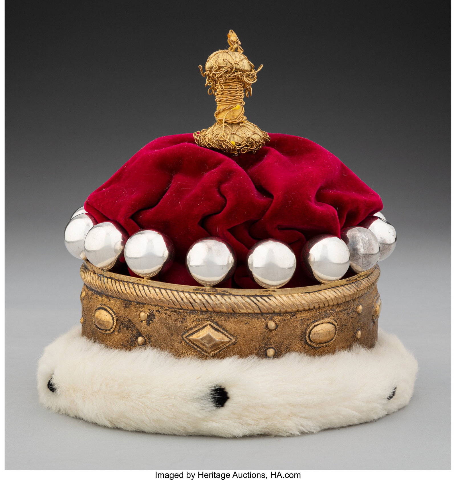 A C J Vander Ltd. Gilt Silver, Red Velvet, and E: A C J Vander Ltd. Gilt Silver, Red Velvet, and Ermine Viscountess's Coronet, London, 1936 Marks: (lion passant), (leopard's head), 