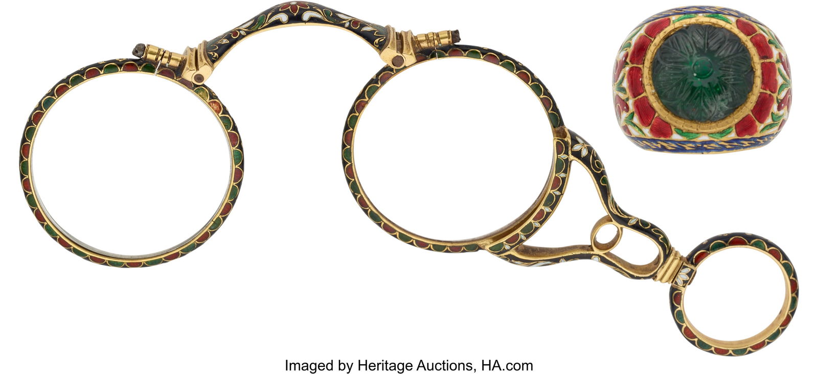 Indian Glass and Enamel Table Articles 3-1/4 x 1 (1 of 4)