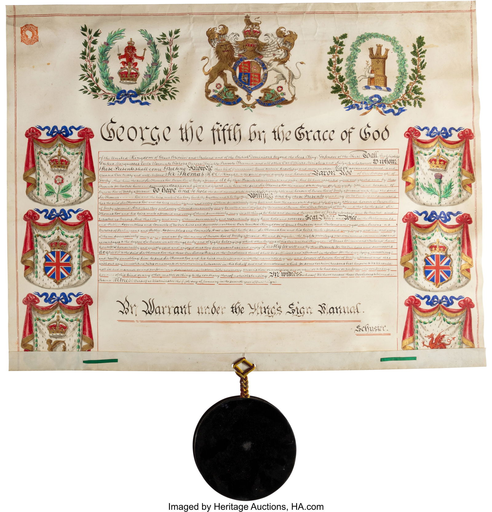 Grant of Nobility to Sir Thomas Roe as 1st Baron (1 of 3)