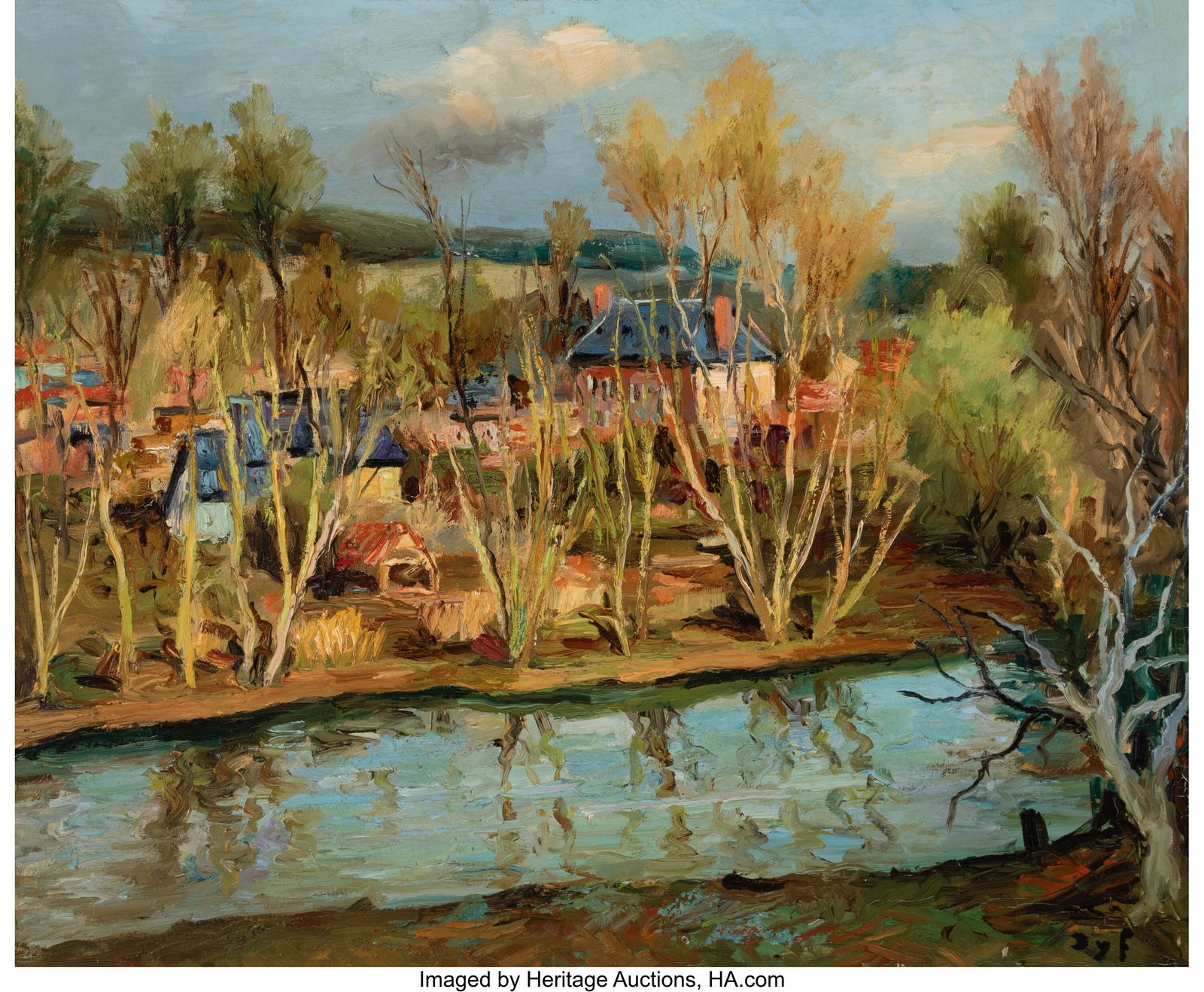 Marcel Dyf (French, 1899-1985) Rivière L'Eure,: Marcel Dyf (French, 1899-1985) Rivière L'Eure, 1965 Oil on canvas 23-3/4 x 28-3/4 inches (60.3 x 73.0 cm) Signed lower right: Dyf PRO