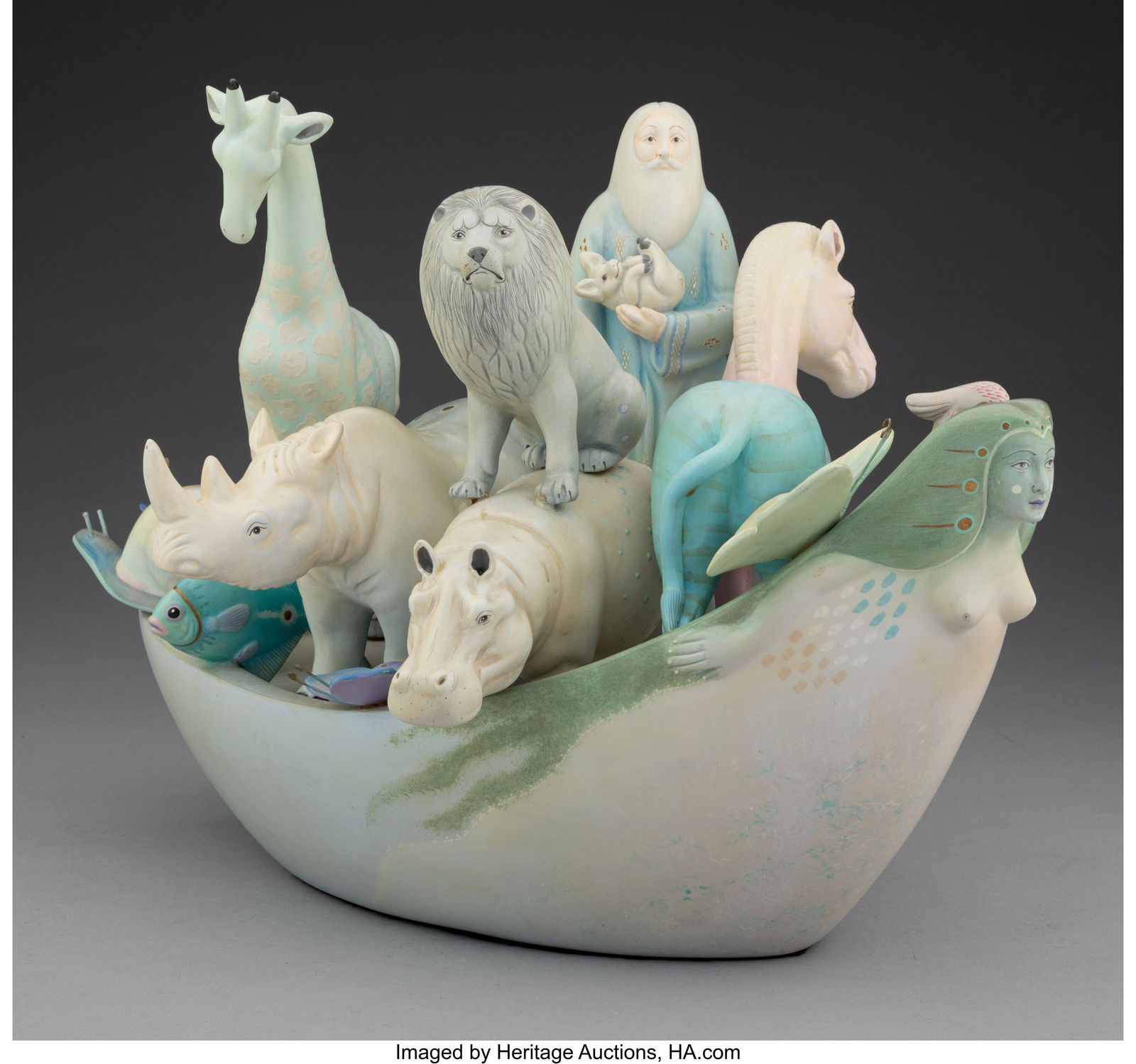 Sergio Bustamante Ark #2, 1991 Talquepaque, Mex: Sergio Bustamante Ark #2, 1991 Talquepaque, Mexico Polychrome ceramic 18 x 12 x 10 inches (45.7 x 30.5 x 25.4 cm) Marks: SERGIO BUSTAMANTE PROVENAN