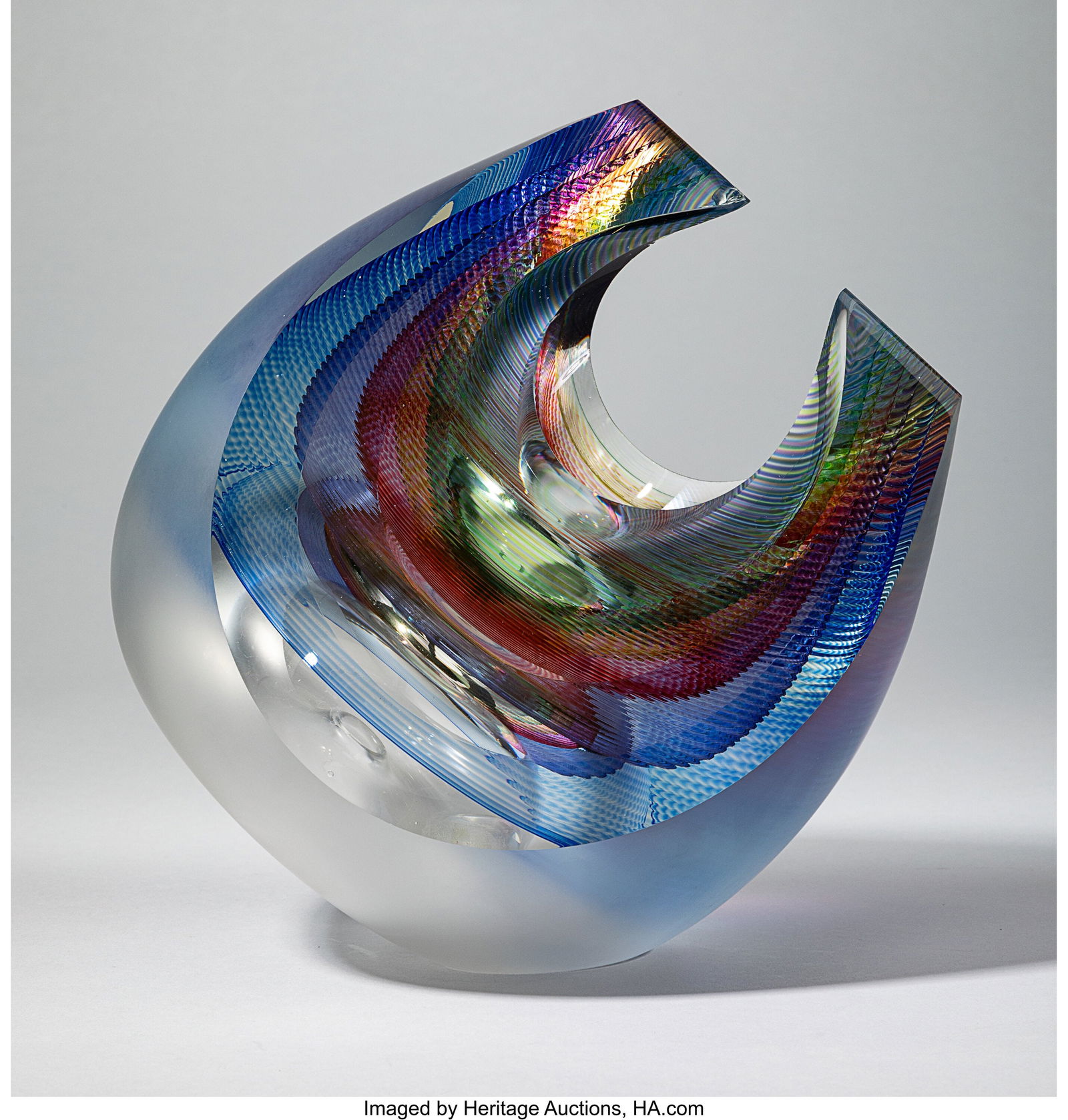 Michael David and Kit Karbler Sculpture USA Blo: Michael David and Kit Karbler Sculpture USA Blown, cut, and polished glass 8-7/8 x 9 x 7-1/4 inches (22.5 x 22.9 x 18.4 cm) Etched to underside&colon