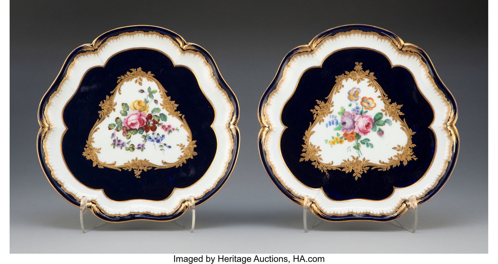 A Pair of Sèvres Partial Gilt and 'Bleu Lapis' (1 of 3)