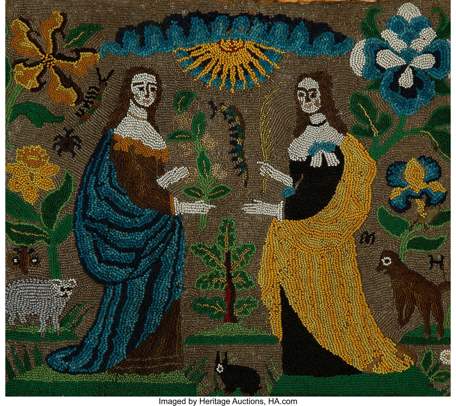 A Charles II Beadwork Pictorial Panel, 2nd half (1 of 2)