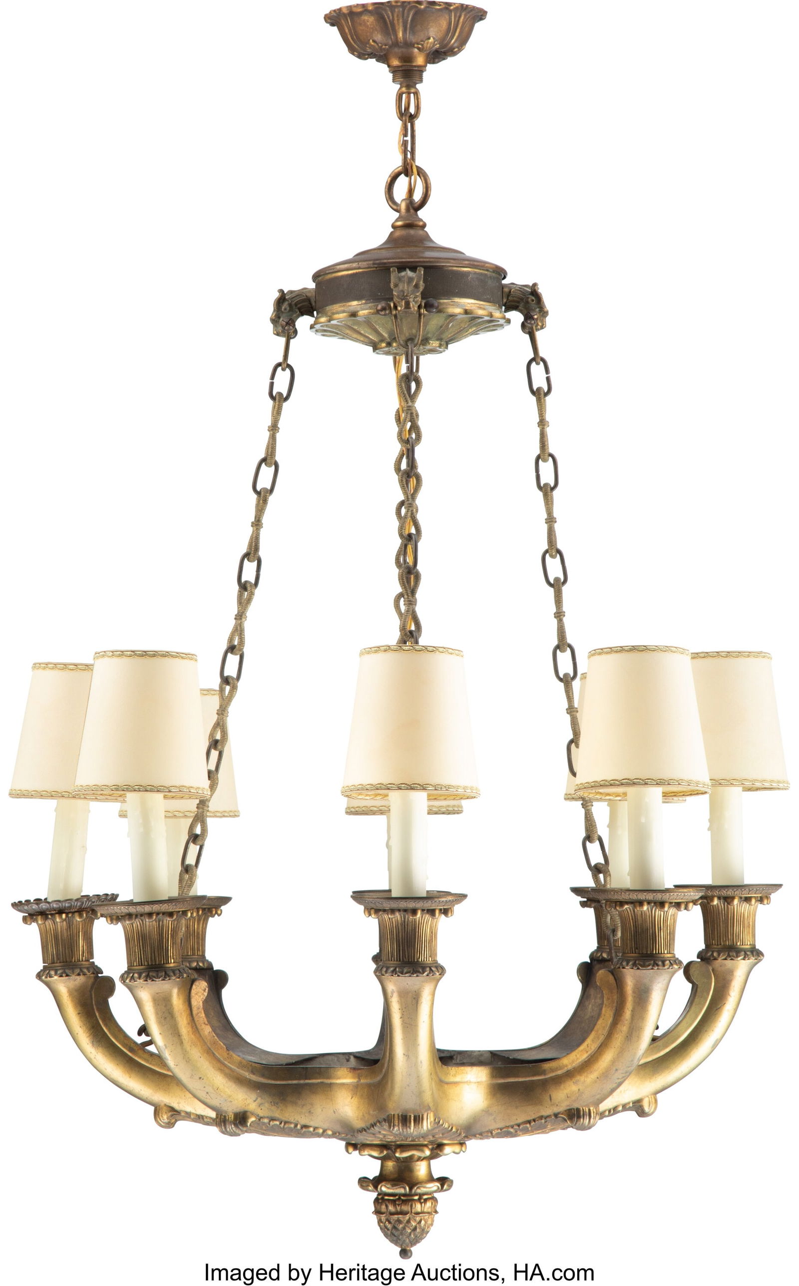 A William IV Gilt Bronze Eight-Light Chandelier: A William IV Gilt Bronze Eight-Light Chandelier 30 x 22 inches (76.2 x 55.9 cm) PROVENANCE: Sotheby's, New York, The Collection of Gianni Versace, May 2