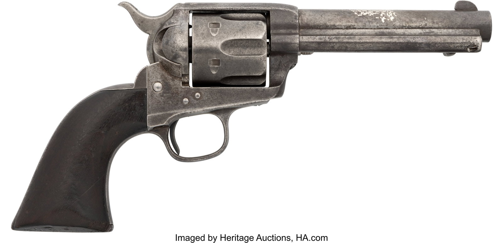 Colt Single Action Army Revolver. Serial no. 8: Colt Single Action Army Revolver. Serial no. 86680 [barrel, triggerguard and butt], .45 caliber, 5-inch barrel with fixed front sight and frame notch