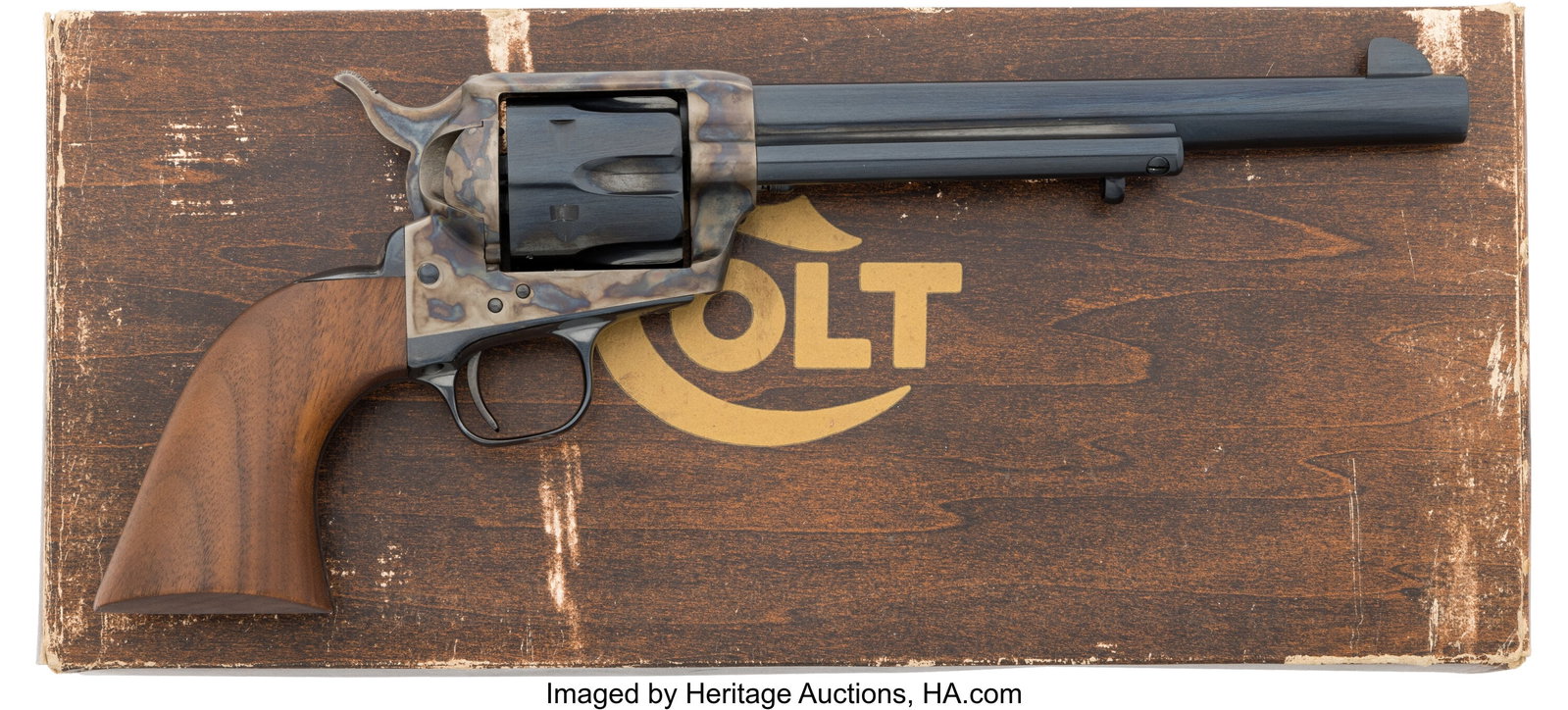 Boxed Colt Peacemaker Centennial 1873-1973 Singl: Boxed Colt Peacemaker Centennial 1873-1973 Single Action Revolver. Serial no. PC978 [frame, triggerguard, butt and cylinder], .44 caliber, 7 1/2-inch barrel with fixed front blade sight and frame notc