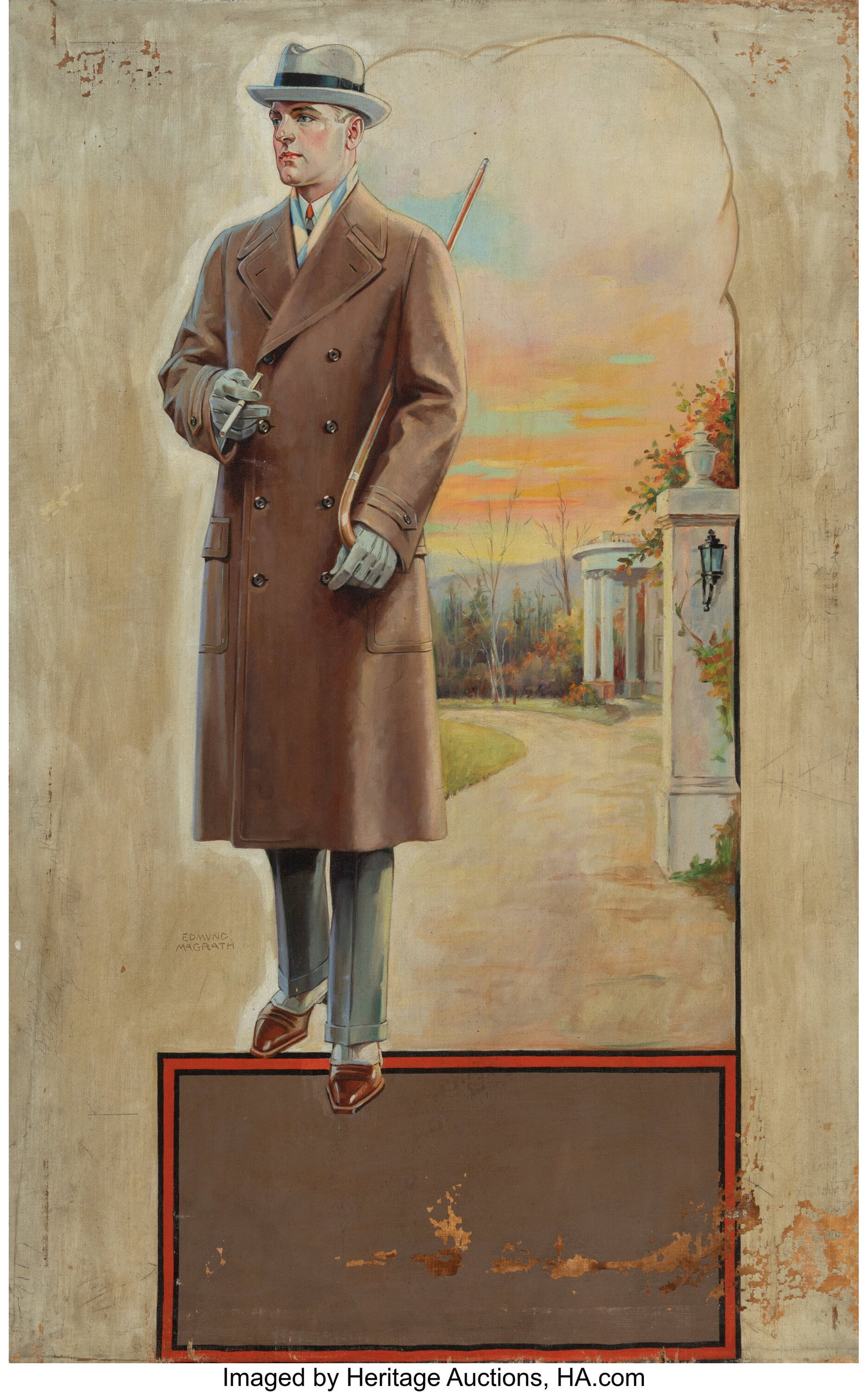 Edmund Magrath (American, 1885-1961) Fashion Adv: Edmund Magrath (American, 1885-1961) Fashion Advertisement, Detmer Wool Company, circa 1915 Oil on canvas 38 x 24 inches (96.5 x 61.0 cm) Signed lef