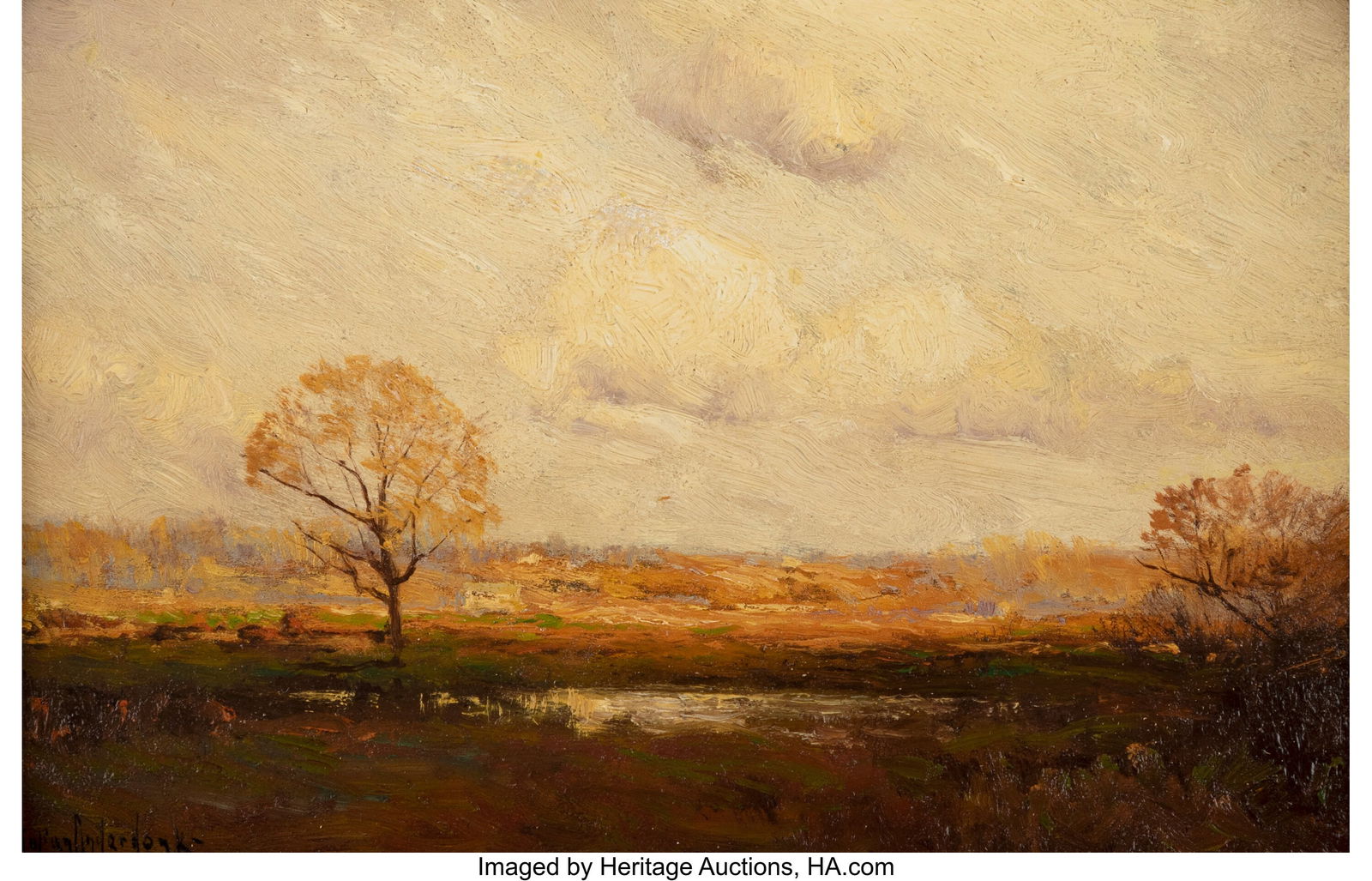 Julian Onderdonk (American, 1882-1922) Late Afte: Julian Onderdonk (American, 1882-1922) Late Afternoon – Staten Island, 1909 Oil on board 6 x 9 inches (15.2 x 22.9 cm) Signed lower left: Juli