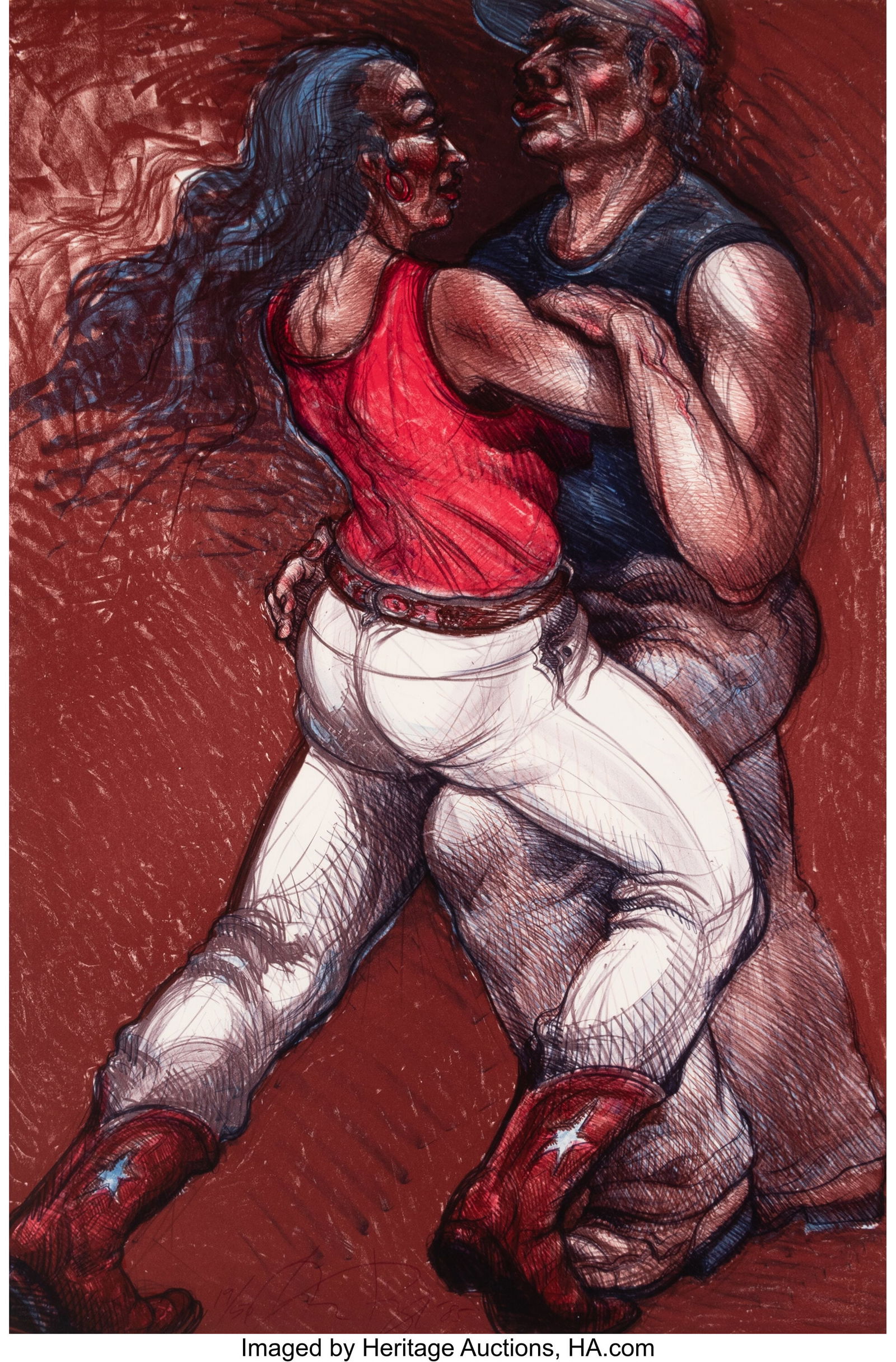 Luis Jiménez (American, 1940-2006) Texas Waltz,: Luis Jiménez (American, 1940-2006) Texas Waltz, 1985 Lithograph in colors on paper 48 x 31-1/2 inches (121.9 x 80.0 cm) (sheet) Ed&pe