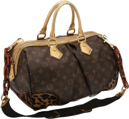 Louis Vuitton Limited Edition Monogram Leopard G: Louis Vuitton Limited Edition Monogram Leopard Gold, Lizard, Black Patent & Ponyhair Stephen Bag</