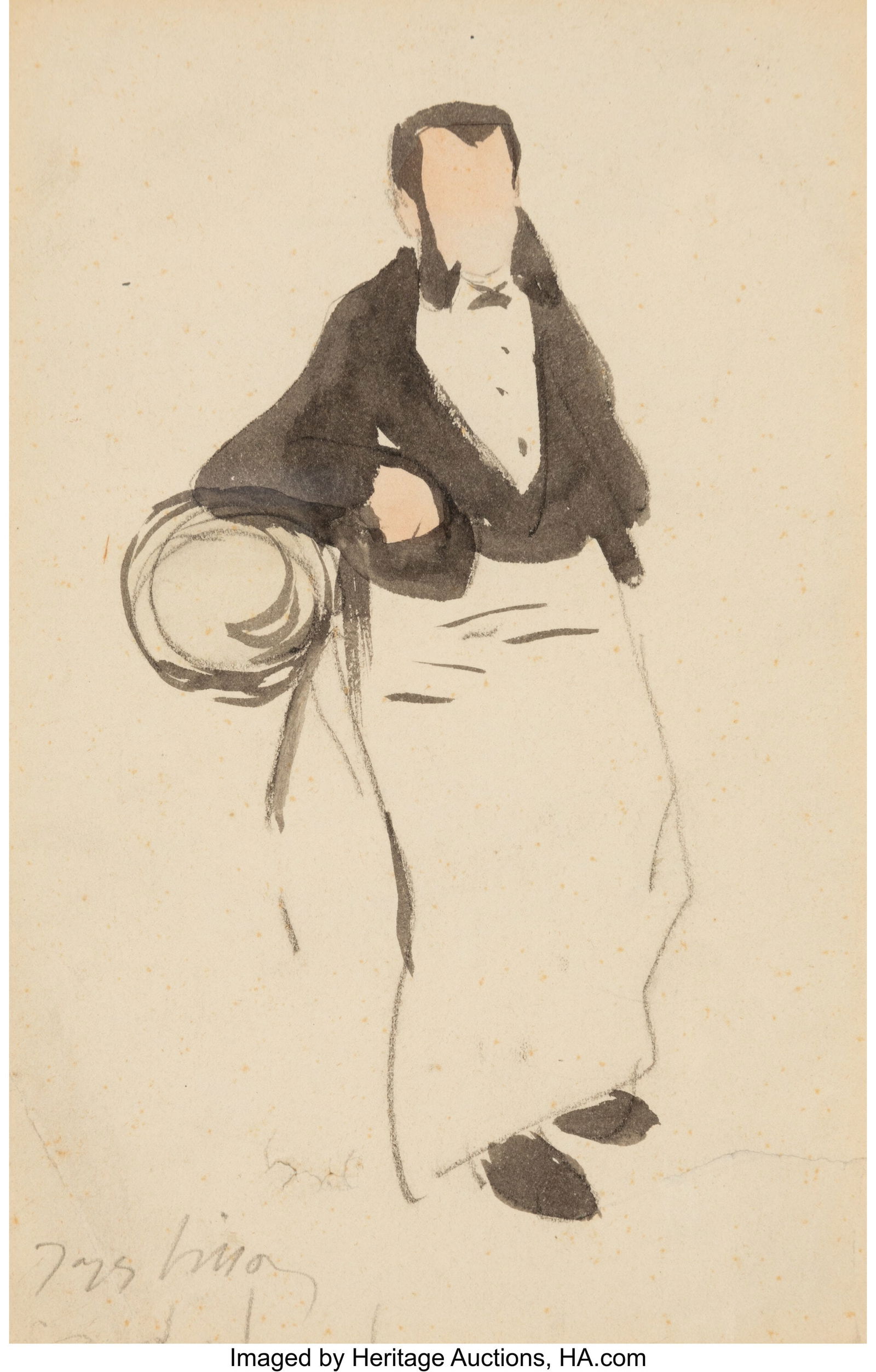 Jacques Villon (French, 1875-1963) Le loufiat Wa: Jacques Villon (French, 1875-1963) Le loufiat Watercolor and pencil on paper 7-1/2 x 4-7/8 inches (19.1 x 12.4 cm) (sight) Signed and indistin