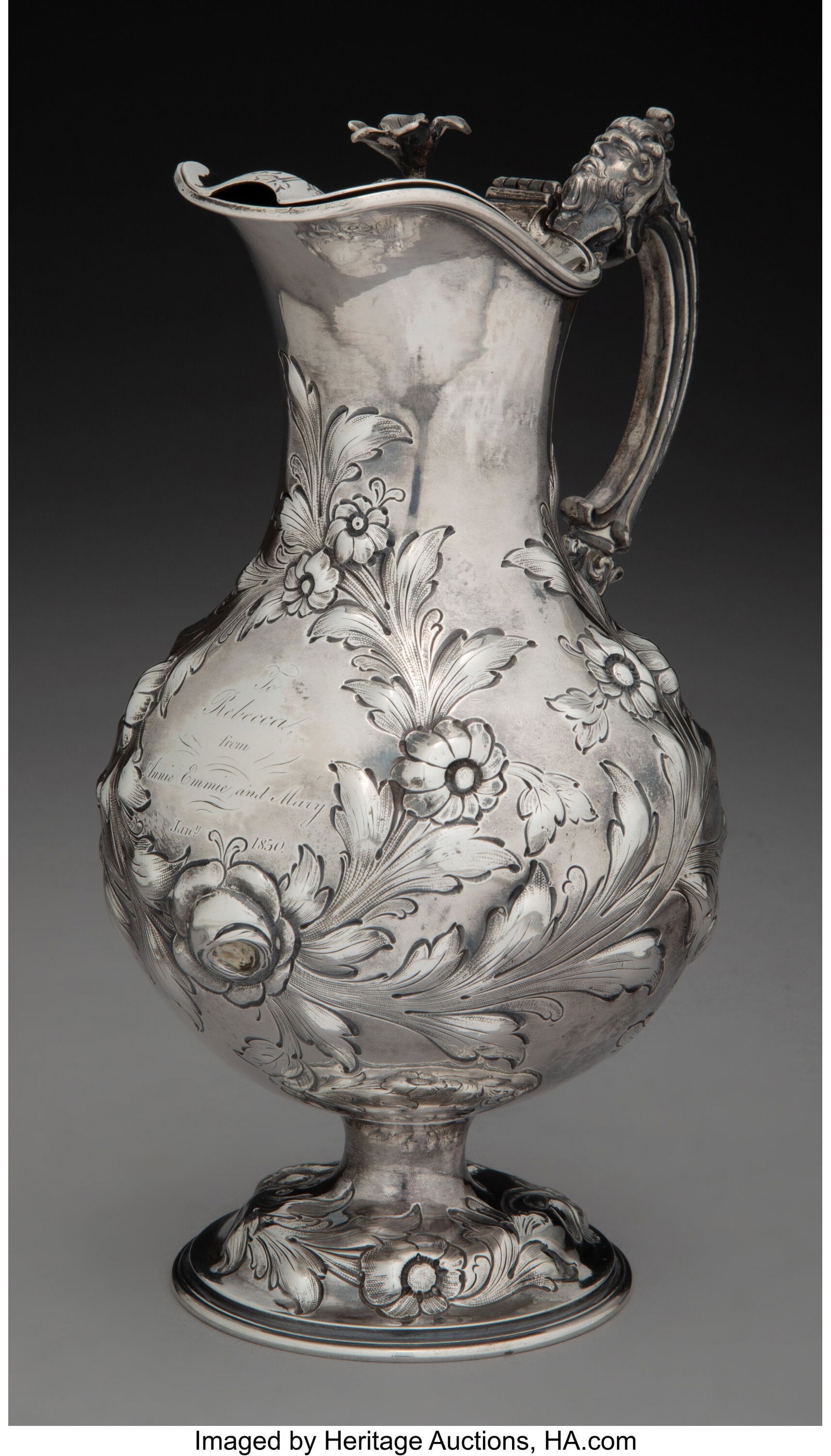 A John C. Moore Silver Covered Cream Jug For Bai: A John C. Moore Silver Covered Cream Jug For Bailey & Co., Philadelphia, late 19th century Marks: BAILEY & CO., (star), M, &l