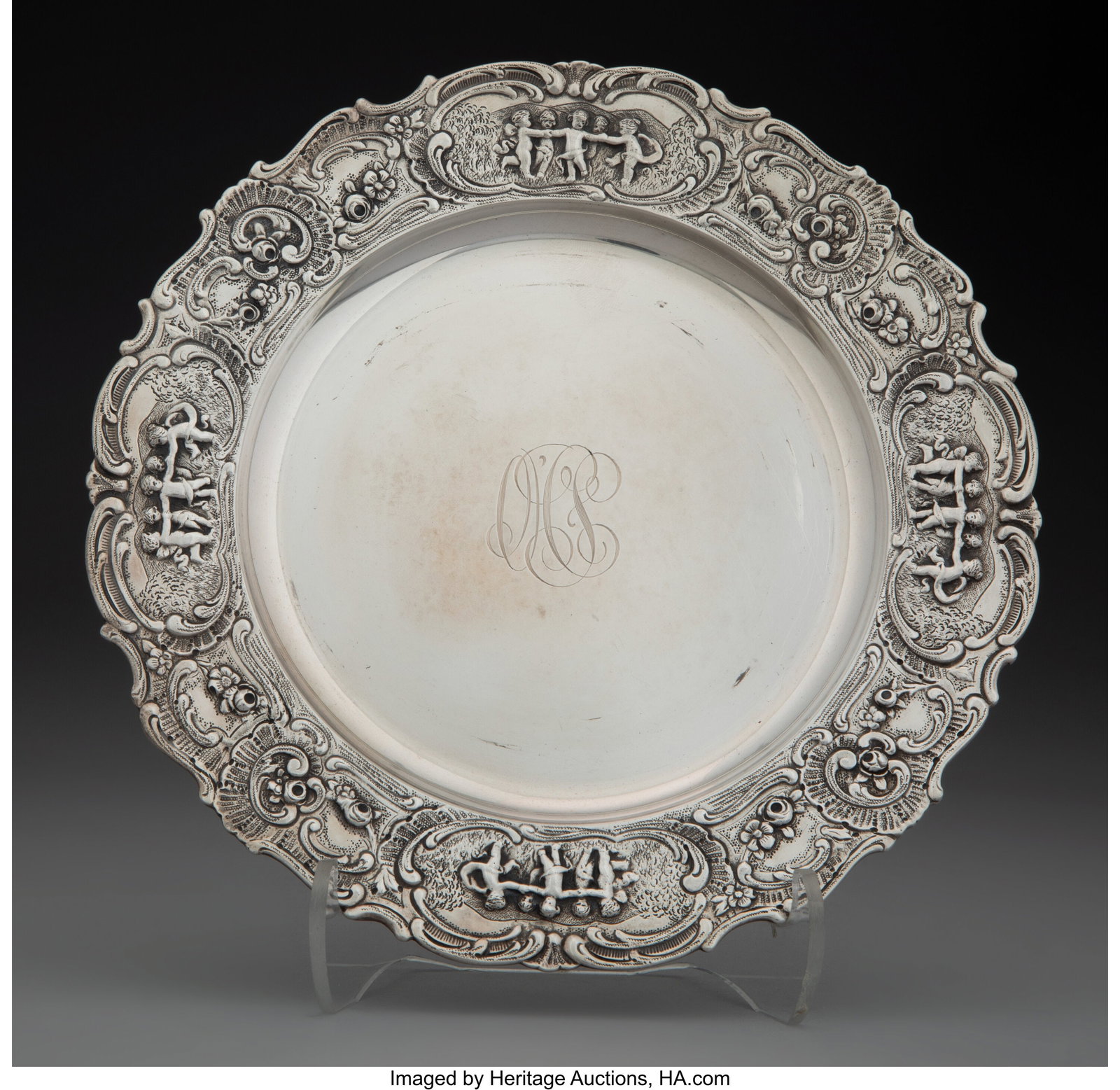 A Marshall Field & Co. Silver Plate, Chicago, Il: A Marshall Field & Co. Silver Plate, Chicago, Illinois, early 20th century Marks: MARSHALL FIELD & CO., STERLING, 5092 0-3/8 x 6-3/4 x