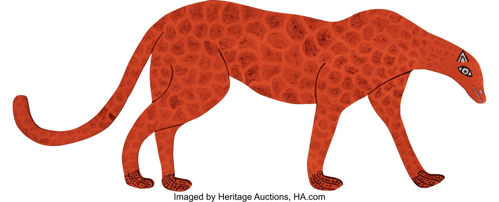 Howard Finster (American, 1916-2001) The Great C: Howard Finster (American, 1916-2001) The Great Cheetah of God, 1989 Mixed media on panel 14 x 35 inches (35.6 x 88.9 cm) Signed, dated, and in