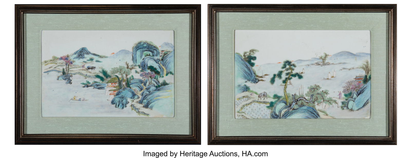 Two Chinese Enameled Porcelain Plaques, late Qin (1 of 8)