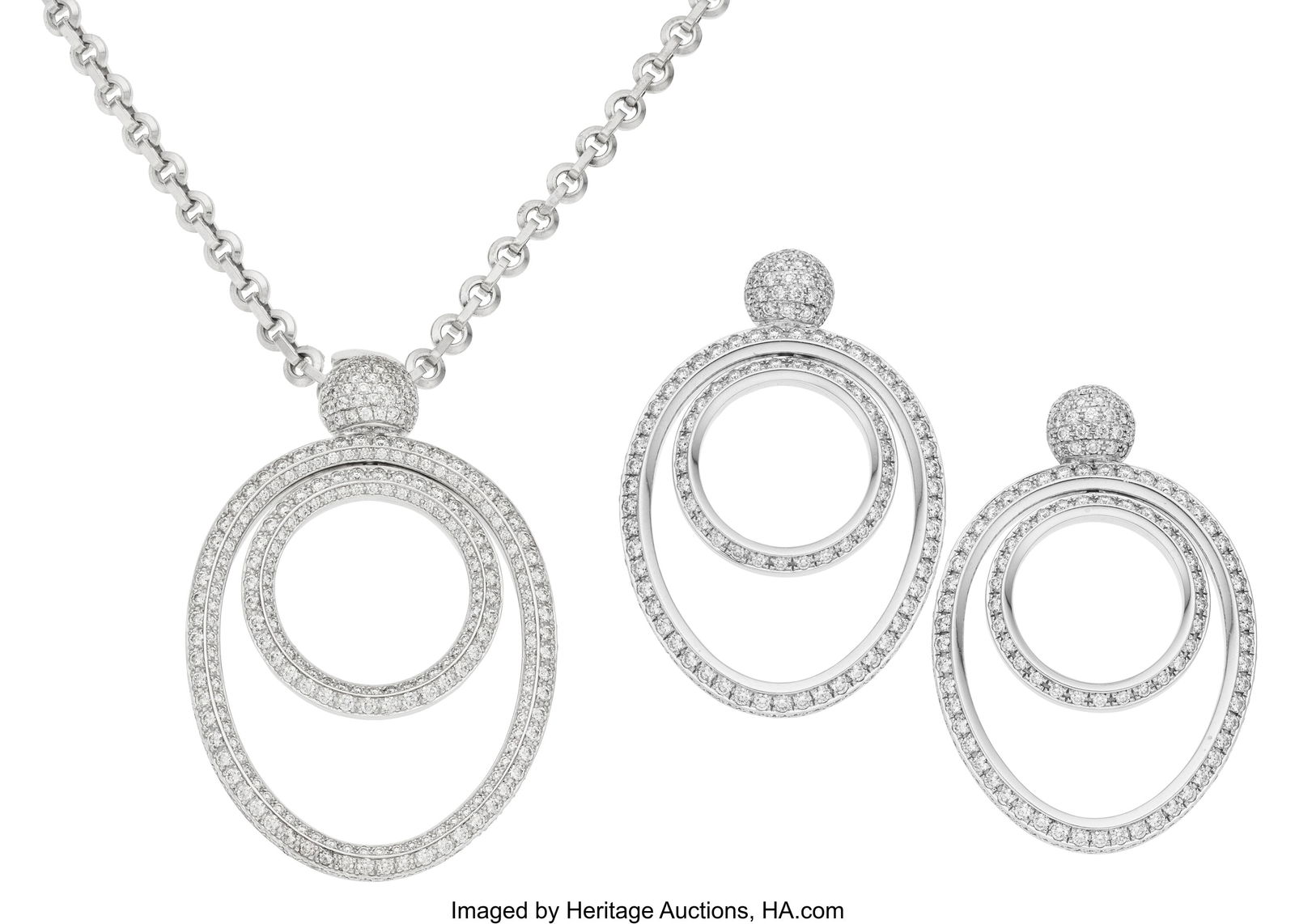 Breguet Diamond, Sapphire, White Gold Jewelry Su (1 of 3)