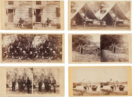 Group Of Six Scarce Alexander Gardner Civil War: Group Of Six Scarce Alexander Gardner Civil War Stereo Views. All with cream to light yel