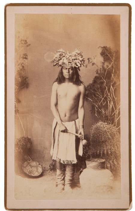 Albumen Boudoir Photo: White Mountain Apache, : Albumen Boudoir Photo: White Mountain Apache, by A. Fran