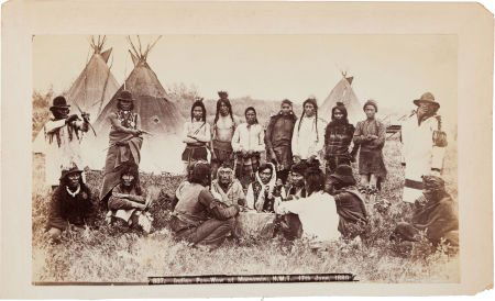 Albumen Boudoir Photo: Indian Pow-Wow at Moosomi: Albumen Boudoir Photo: Indian Pow-Wow at Moosomin (Assiniboine), N.W.T. June 1889<