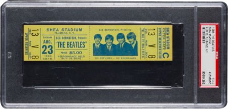 Beatles Shea Stadium Concert Ticket (1966).: Beatles Shea Stadium Concert Ticket (1966). An unused Upper Reserved ticket for the Augus