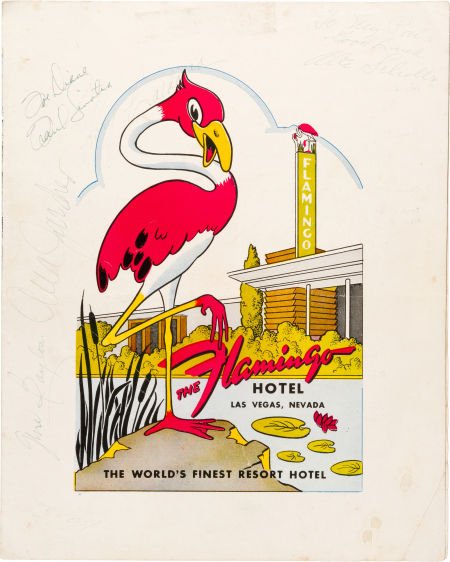 A Frank Sinatra, Ava Gardner and Others Signed M: A Frank Sinatra, Ava Gardner and Others Signed Menu, Circa 1950s. From the Flamingo Hotel