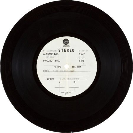 Paul McCartney "Band On the Run" One-Sided 7" Ac: Paul McCartney "Band On the Run" One-Sided 7" Acetate (Capitol, 1974). This scarce acetat