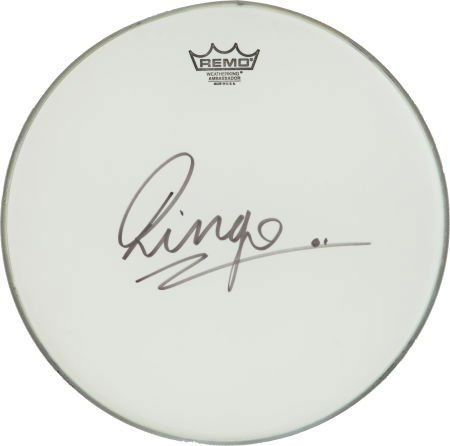 Beatles Ringo Starr Signed Drum Head, Circa 2003: Beatles Ringo Starr Signed Drum Head, Circa 2003. A Remo brand, boldly signed in the cent